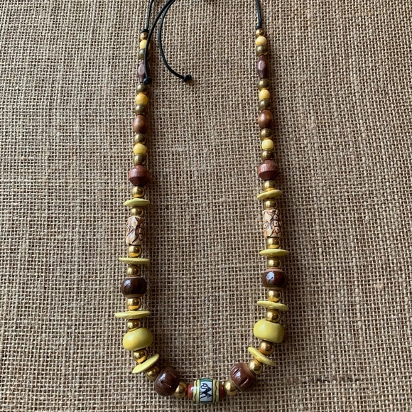 Tribal Boho Necklace Wood Ceramic African Ethnic Brass Painted Porcelain Bead 26 - Picture 16 of 16